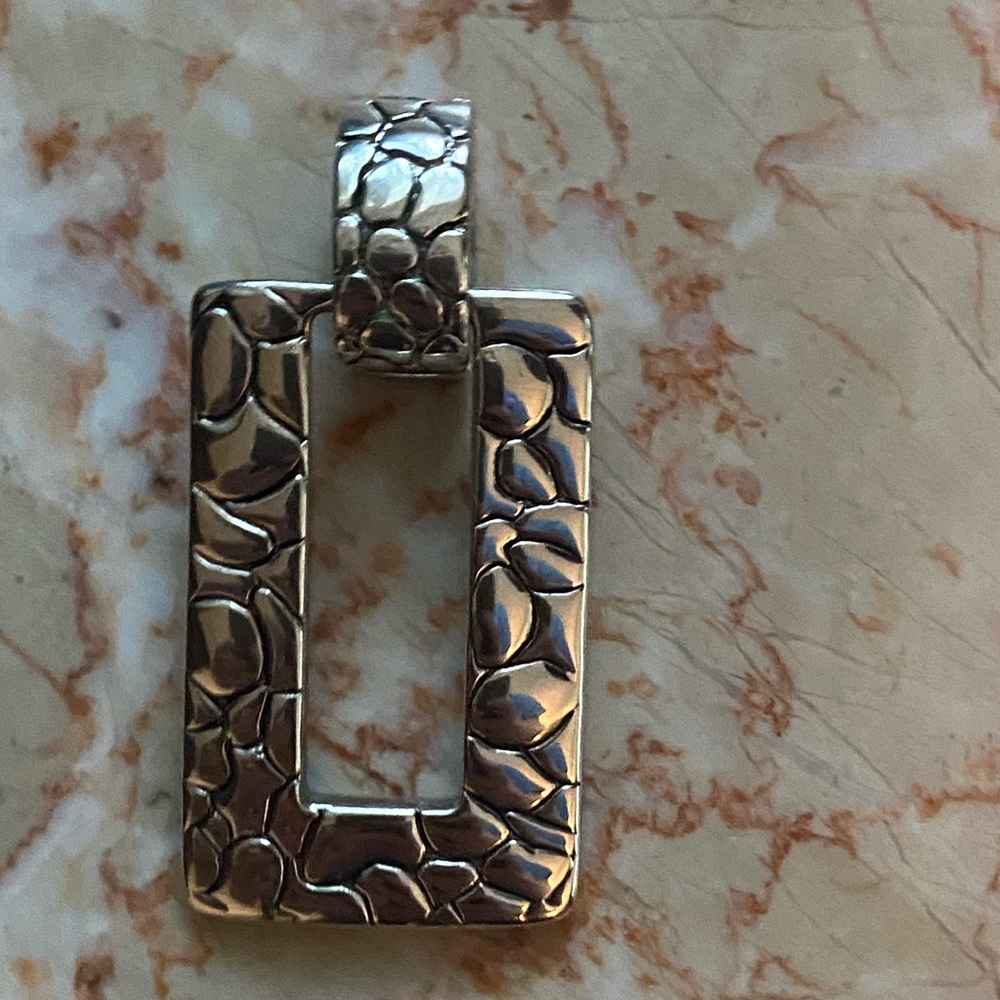 Silver Square Pendant Snake Chain Statement Neckl… - image 6